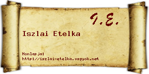 Iszlai Etelka névjegykártya